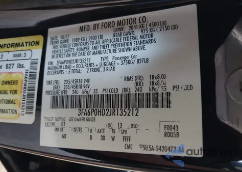 2018 Ford Fusion Se z USA, uszkodzony, nr VIN 3FA6P0HD2JR135212